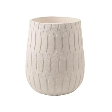 Imagem de Vasos de plantas Vaso de flores argila e magnésio com padrão geométrico camafeu redondo para jardim varanda