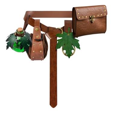 Imagem de Bolsa de cinto renascentista para mulheres medieval steampunk bolsa de moedas de couro com alça ajustável cabide saia acessórios de fantasia para festival LARP, 2 bolsas - marrom B, Medieval