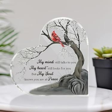 Imagem de Presentes de simpatia pela perda do ente querido, placas e placas decorativas acrílicas em forma de coração, presentes de luto, presente de condolências para perda de mãe pai marido filho família