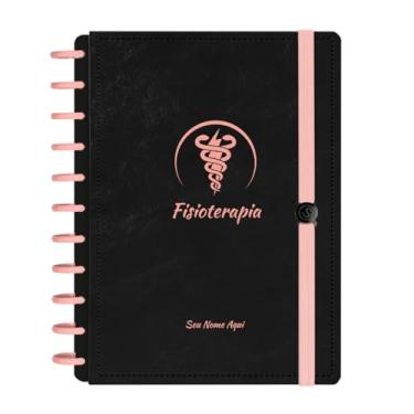 Imagem de Caderno De Disco Iscool Inteligente Personalizado 140 Folhas Profissões Preto Rosê Fisioterapia Grande G+