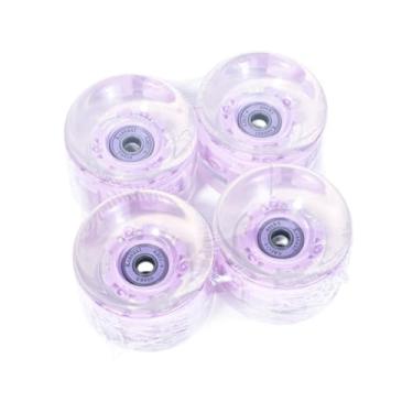 Imagem de Vaveren Rolos de skate 4x Rolos de skate usam luminosos resistentes com ABEC-9 608Rs Rolamentos transparentes Pu liso com substituição de luz, Tolet