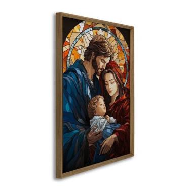 Imagem de Quadro Decorativo Religioso Jesus Maria e José 1 Tela 60x90 para Sala 