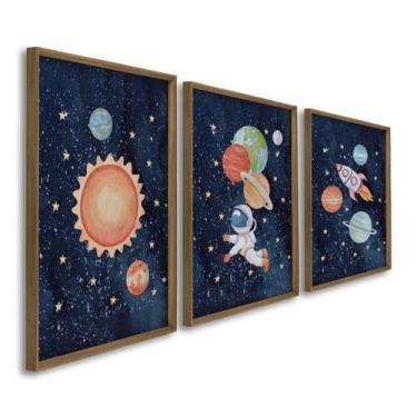 Imagem de Quadro Decorativo Infantil Mundo Animal Cachorro e Felinos 3 Telas 60x