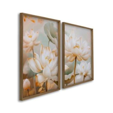 Imagem de Quadro Decorativo Floral Flor de Lótus 2 Telas 60x90cm para Sala Quart