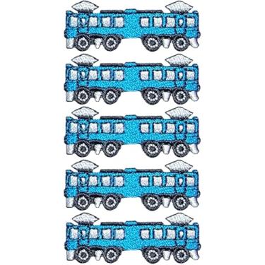 Imagem de Papapatch Conjunto 5 de pequenos mini trem a vapor fofo retrô desenho animado de motor infantil reparação de roupas bolsas decalque aplique decorativo ferro costurado em adesivos bordados (TRAIN-03