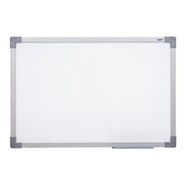 Imagem de Quadro Branco 90x60cm Moldura Alumínio MDF Parede Avisos Escola Indust