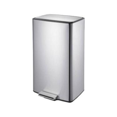 Imagem de Lixeira Retangular C- Pedal E Balde 40 L Aço Inoxidável Escovado Linha