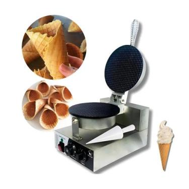 Imagem de Máquina Waffle Elétrica Casquinha Sorvete Profissional Inox Prateado -