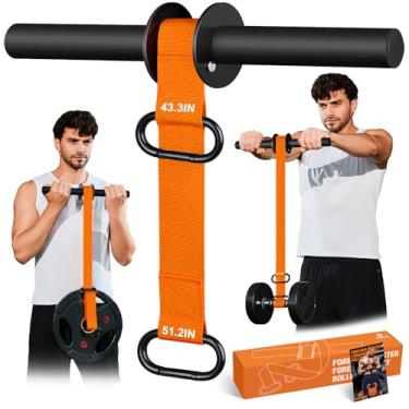 Imagem de Fortalecedor de antebraço e rolo de pulso, correia de nylon ultra forte de 110 cm ou 130 cm, exercitador de antebraço com mecanismo de bloqueio rápido, ideal para treinamento de força de mão, pulso e