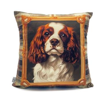 Imagem de KitchKit Capas de almofada decorativas com tema de amigos animais texturizadas, decoração moderna para sofá, quarto, 43 x 43 cm, 43 x 43 cm (Golden Retriever) (Cavalier King Charles)