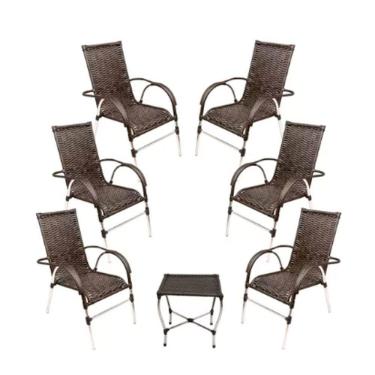 Imagem de Jogo 6 Cadeiras E Mesa Vênus Para Area Externa Trama Preto