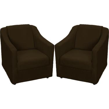 Imagem de Kit 2 Poltronas Mila Pé De Plástico Cromado - Marrom Suede