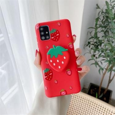 Imagem de Capa de silicone com suporte para celular em formato de frutas para Xiaomi Redmi Note 10 Pro Note 11 8 9 Pro Max 9S 10S 8T 7 9 9C 9A 9T, suporte para morango, para Redmi 9T