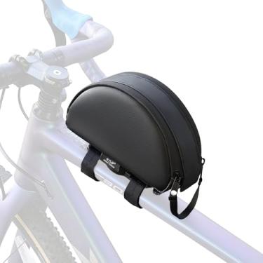 Imagem de NELboNs Bolsa magnética para quadro de bicicleta, bolsa de armazenamento de meia lua de liberação rápida, bolsa de armazenamento de ferramentas de nylon PVC leve à prova d'água para bicicleta de