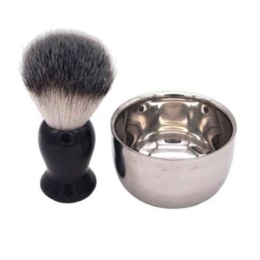 Imagem de Kit Cumbuca Inox e Pincel Profissional Para Barbearia. - Umi