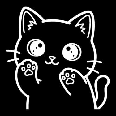 Imagem de Adesivo de Gato Kawaii Ideal para notebook capacete moto carro portas vidros paredes ambientes vários tamanhos (BRANCO, 21,2x21cm)