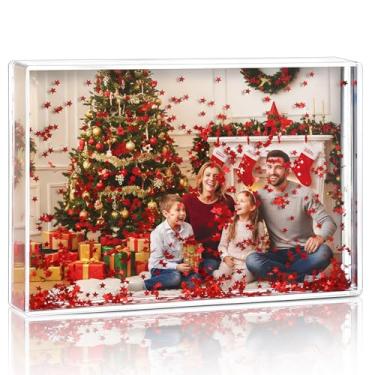 Imagem de CroBlissful 1 porta-retrato com glitter, acrílico, globo de neve, dia dos namorados, presente personalizado para casais (10 x 15 cm, Groovy, vermelho)