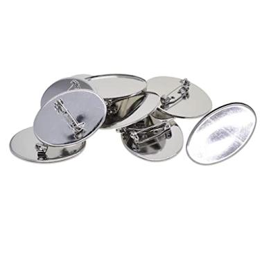 Imagem de Luzhengyang Conjunto de 10 peças de broche de cabochão com base em branco, bandejas, canetas, faça-você-mesmo | Alfinetes de broche de joias para artesanato | Artigos de fabricação de joias cabochão