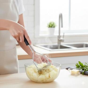Imagem de Espremedor de Batata Aço Inox Amassador de Legumes Resistente Cozinha