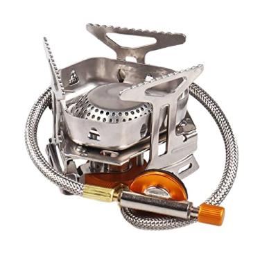 Imagem de Fogão de acampamento ultra à prova de vento para cozinhar ao ar livre – Fogão de forno dividido dobrável e portátil com para-brisas 360 para mochilão, fogueira e aventuras de caminhada