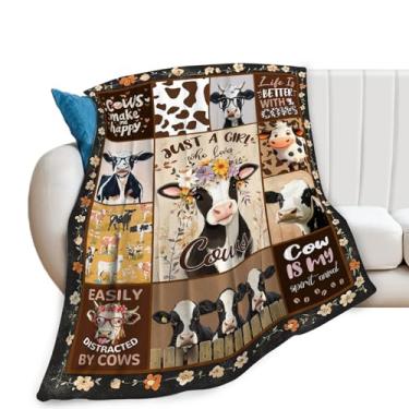 Imagem de Cobertor de vaca, cobertor de vacas, presentes de animais, cobertores de flanela para mulheres, homens, meninos, meninas, adultos, presente de cama macio para sofá-cama, escritório, decoração de casa