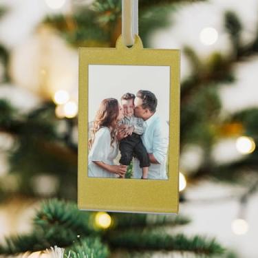 Imagem de HOODO Pacote com 6 mini enfeites de foto de acrílico Instax de Natal - Molduras Polaroid Fujifilm dupla face com fita, inserção em branco para filme instantâneo estilo Polaroid (8,4 cm x 5,3 cm)