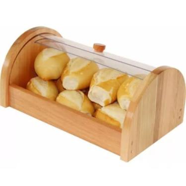 Imagem de Porta Pão de Madeira com Porta em Acrílico Transparente, Permite Ver os Pães - Organizador Ideal para o Café da Manhã