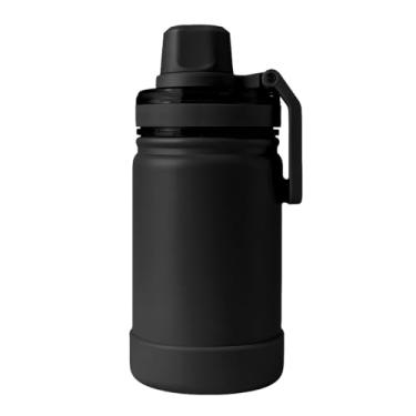 Imagem de Garrafa Térmica Inox 350ml com Canudo, Alça Ergonômica e Base de Borracha Antiderrapante (Preto)