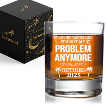 Imagem de Innfueunun Presentes de vidro de uísque de aposentadoria para homens 2025, presente de aposentadoria para homens de amigos, familiares, colegas, decorações engraçadas de vidro de aposentadoria