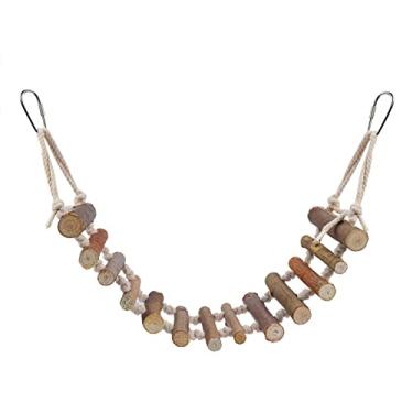 Imagem de Fayelume Escada de pássaro, ponte de corda, escada de corda, brinquedo de balanço de escadas de madeira, brinquedos para mastigar animais de estimação, para pássaros de estimação, hamster, papagaios