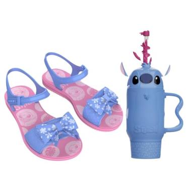 Imagem de Sandália Rasteira Infantil Disney Fun Cup Stitch Rosa e Azul Ou Minnie Rosa Grendene Kids (Azul/Rosa, BR, Criança de 1 a 3 anos, Numérico, 23)