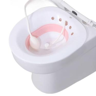 Imagem de Bacia de banho portátil com flusher para cuidados de opção de controle de temperatura(Sem exibição-Rosa)