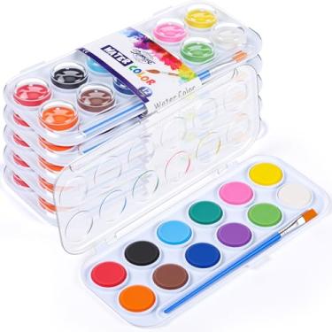 Imagem de Nuanchu Presentes de fim de ano tinta aquarela a granel lavável kits de tinta aquarela paleta e pincéis suprimentos portáteis de tinta de água para adultos, artistas iniciantes presente de formatura