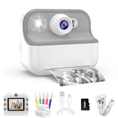 Imagem de TOZDTO Câmera infantil com impressão instantânea, portátil 1080p HD, lente dupla, brinquedos para crianças de 3 a 12 anos, presente de Natal e aniversário com 3 rolos de impressão e cartão de 32 GB