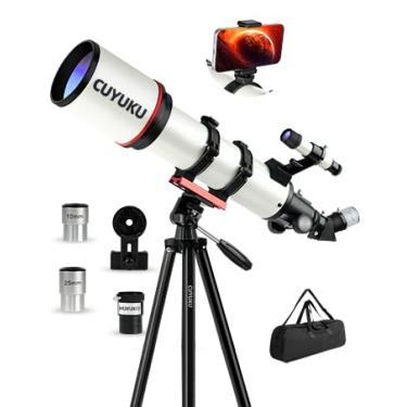 Imagem de Telescópio refrator de montagem AZ de 90 mm de 600 mm para adultos de alta potência, telescópios CUYUKU para adultos astronomia, telescópio profissional, simples de instalar