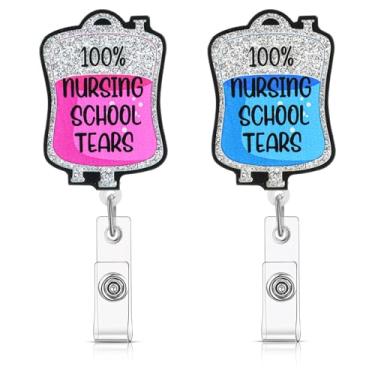 Imagem de Carretel de crachá retrátil para escola de enfermagem com clipe jacaré e cordão de nylon de 61 cm, presente engraçado de enfermagem para estudante, enfermeira, assistente de saúde