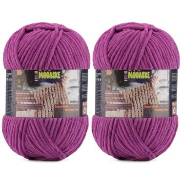 Imagem de 2 novelos de fio de chenille fofo para crochê - fio de cobertor de bebê para tricô - fio de veludo para crochê Amigurumi, fios ultramacios, peso total 400 g, comprimento total 480 m/524 jardas (2