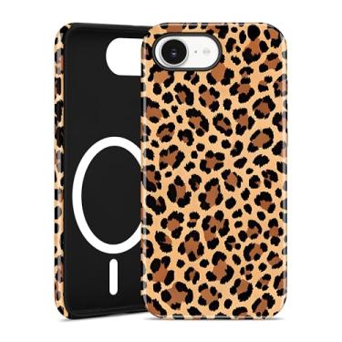 Imagem de Aitipy Capa de telefone magnética de guepardo para iPhone 16e, compatível com MagSafe, linda estética marrom estampa de leopardo TPU macio e policarbonato rígido à prova de choque capa protetora para