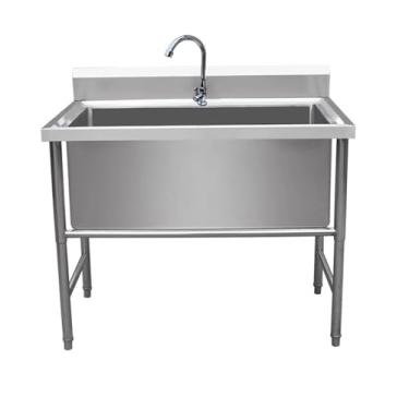 Imagem de CFMAIF 1 compartimento para pia de cozinha de restaurante, banheira de lavanderia, banheiras de lavagem e drenagem grandes, lavatórios inclinados (100 x 70 cm, profundidade: 40 cm)