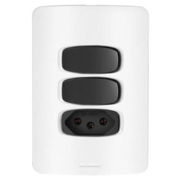 Imagem de Conjunto 2 Simples + 1 Tomada 10A - Gracia Branco / Preto - Alumbra