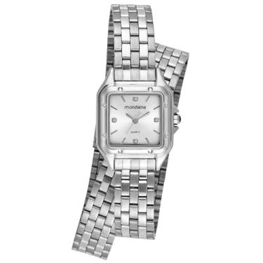Imagem de Mondaine Relógio Feminino Prata Aço Quadrado Index Completo