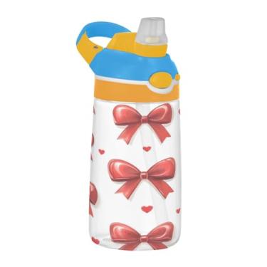 Imagem de Blueangle Garrafa de água com laço de fita de 473 ml, garrafa de viagem e esportes Tritan reutilizável com canudo e design de tampa de bico pop-up (182)