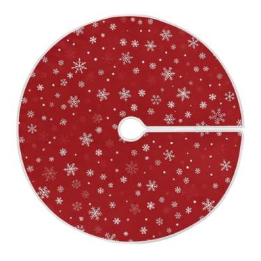 Imagem de ATTX Saia de árvore de Natal de floco de neve vermelha 90 cm, decoração festiva para festas de Natal e Ano Novo #252