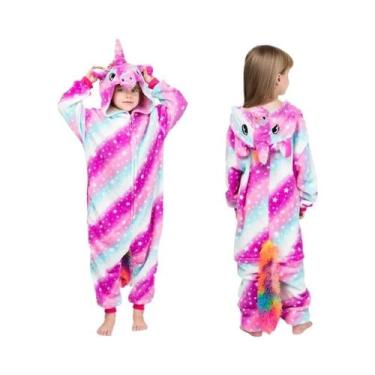 Imagem de Pijamas De Inverno Para Meninas, Macacão De Pelúcia Com Capuz De Unicó