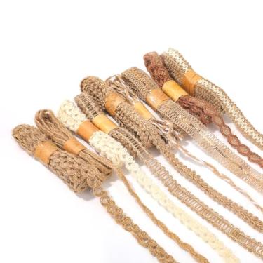 Imagem de 9 Rolos de Fita Juta Rendada, 2m de Fita Juta Vintage Artesanato Ideal para Embrulho Presentes Decoração Casamento Artesanato DIY Decoração Rústica Festas e Casa