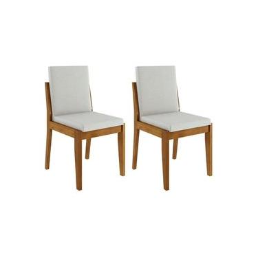 Imagem de Conjunto com 2 Cadeiras de Jantar Nesher Lady em Madeira com Estofado em Linho – Amadeirado