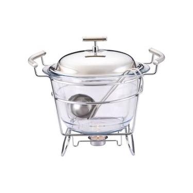 Imagem de Rechaud redondo com tampa em aço inox Fracalanza Chambord 4 litros: Elegância e versatilidade para servir