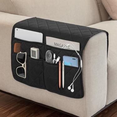 Imagem de Gloserin Suporte de controle remoto para poltrona, suporte de poltrona, organizador de armazenamento antiderrapante para sofá reclinável com 6 bolsos para controle remoto de TV, celular, revista