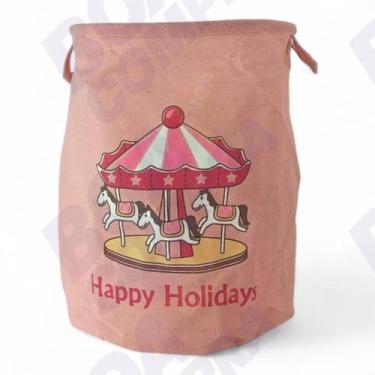 Imagem de Cesto Organizador Infantil Quarto Brinquedos Menina Princesa Castelinh