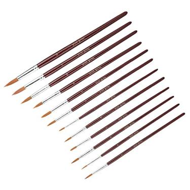 Imagem de Acouto Conjunto de Pincéis de Desenho de Cabelo de Nylon Vermelho Vinho de 12 Unidades - Artistas de Ferramentas de Pintura Premium - Estilos de Pincel Redondo e Plano Aquarela, Guache e Muito Mais Entusiastas de Pintura Perfeita (#01)